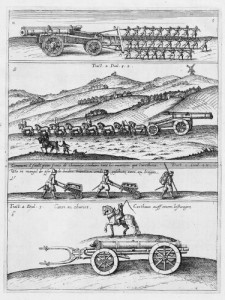 Transport of artillery early 17th century (Jean Théodore de Bry, 1614)