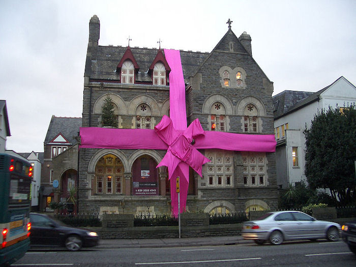 The Park House Club in Cardiff, wrapped as a gift - Howard Dickins